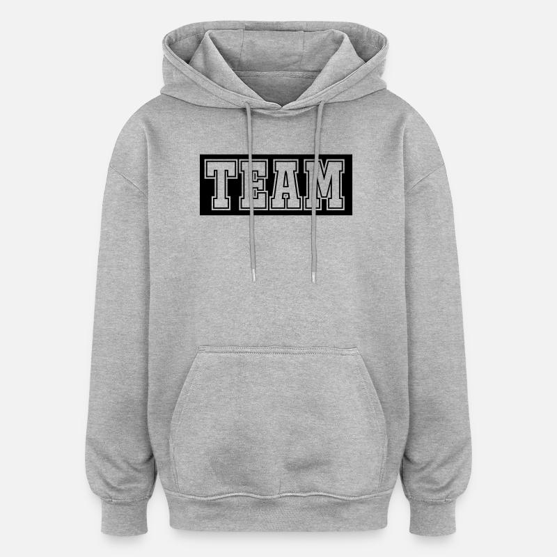 Équipe - Sweat à capuche oversize unisexe - gris chiné