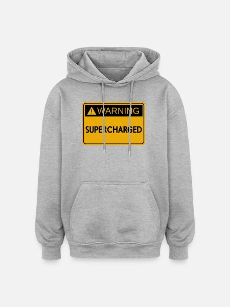 USDM sticker - SUPERCHARGED - Oversized Unisex Hoodie - heather grey