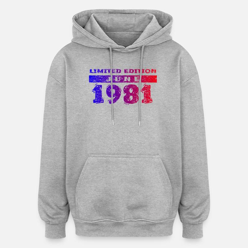 45e anniversaire Édition limitée 06/1981 - Sweat à capuche oversize unisexe - gris chiné