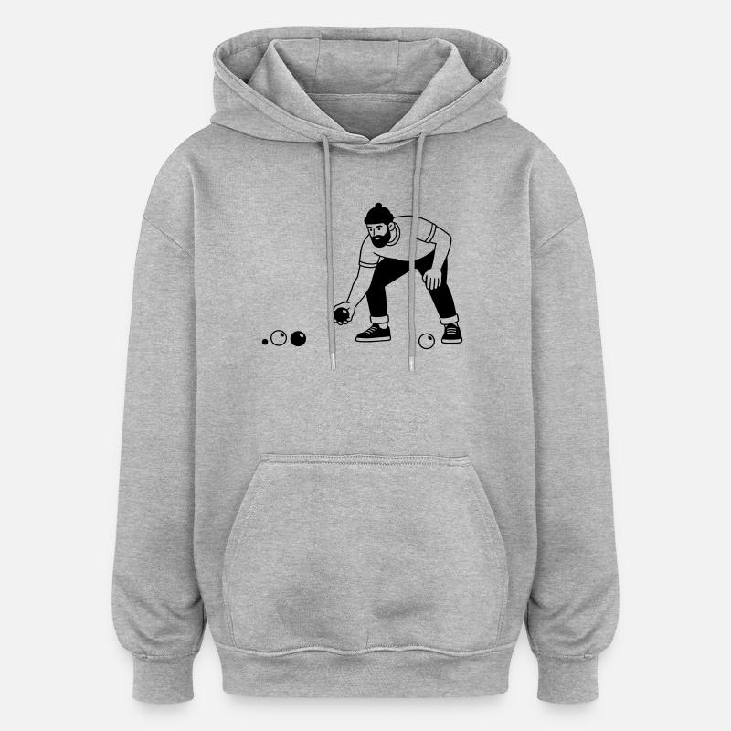 Bocce - Sweat à capuche oversize unisexe - gris chiné