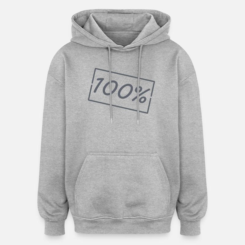100- - Sweat à capuche oversize unisexe - gris chiné