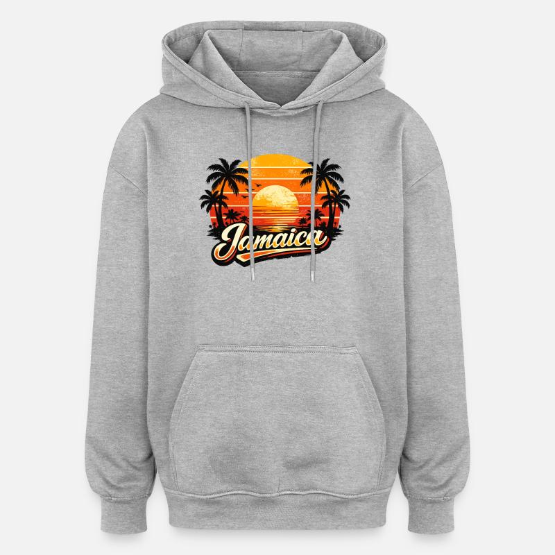 Coucher de soleil jamaïcain - Sweat à capuche oversize unisexe - gris chiné
