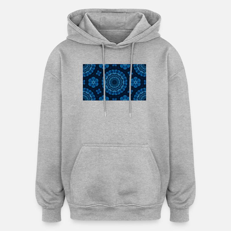 Azure Mandala Kaleidoscope - Sweat à capuche oversize unisexe - gris chiné