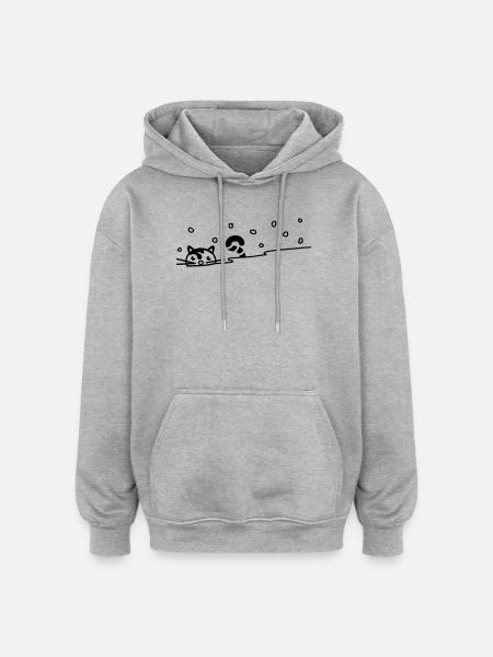 Chat mignon dans la neige - Sweat à capuche oversize unisexe - gris chiné
