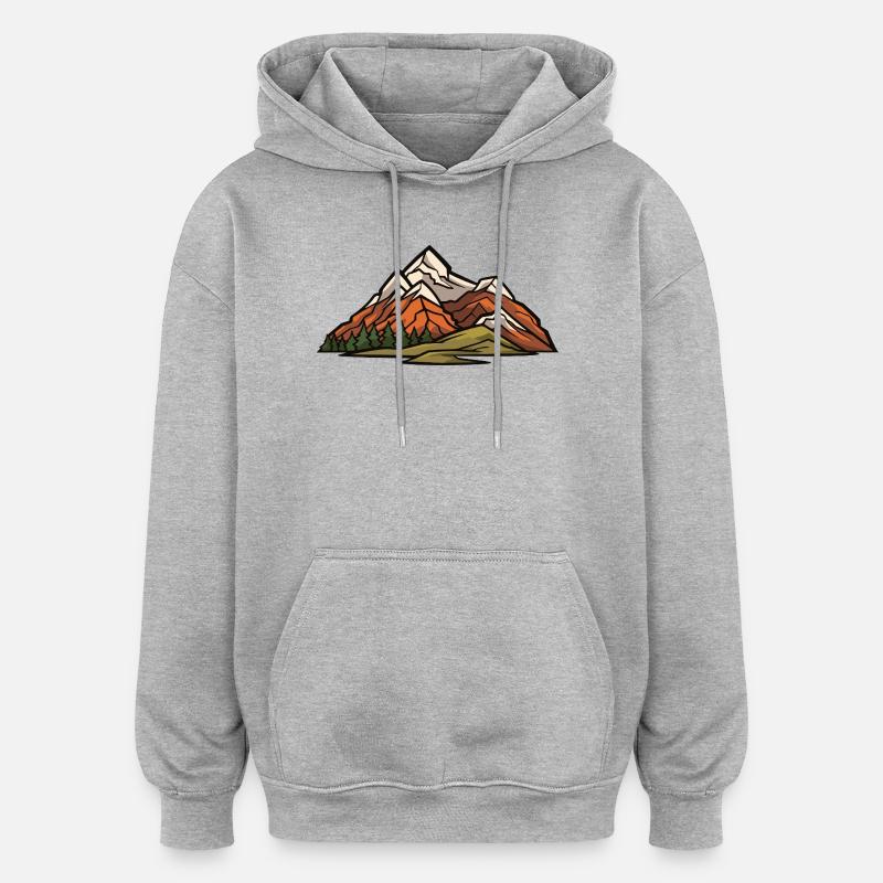 Berge Landschaft - Oversized Unisex Hoodie - Grau meliert