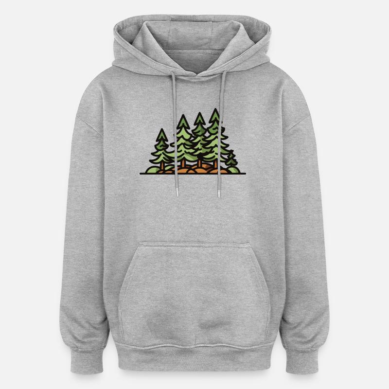 Forest Trees - Oversized Unisex Hoodie - heather grey