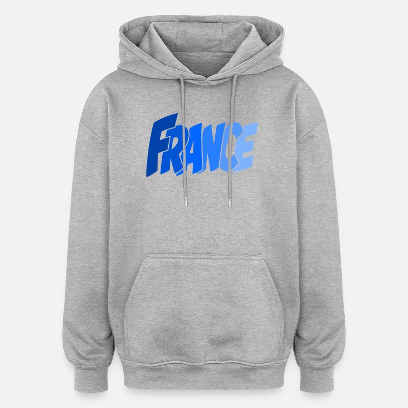 Lettrage rétro français - Sweat à capuche oversize unisexe - gris chiné