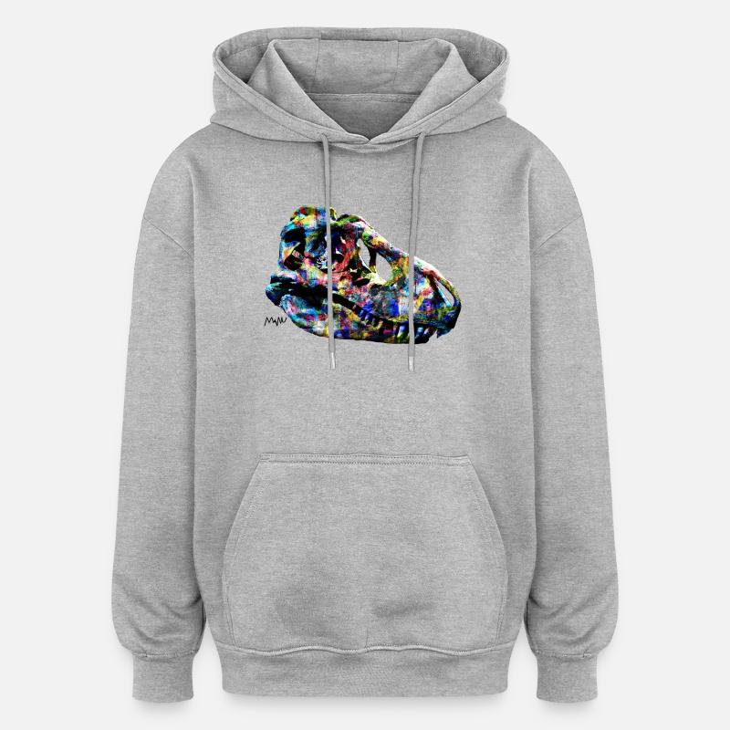 tarbosaurus - Sweat à capuche oversize unisexe - gris chiné