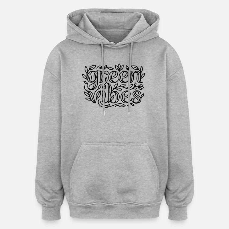 Green Vibes - Sweat à capuche oversize unisexe - gris chiné