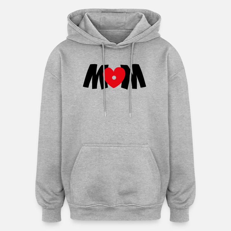 Maman Cœur - Sweat à capuche oversize unisexe - gris chiné
