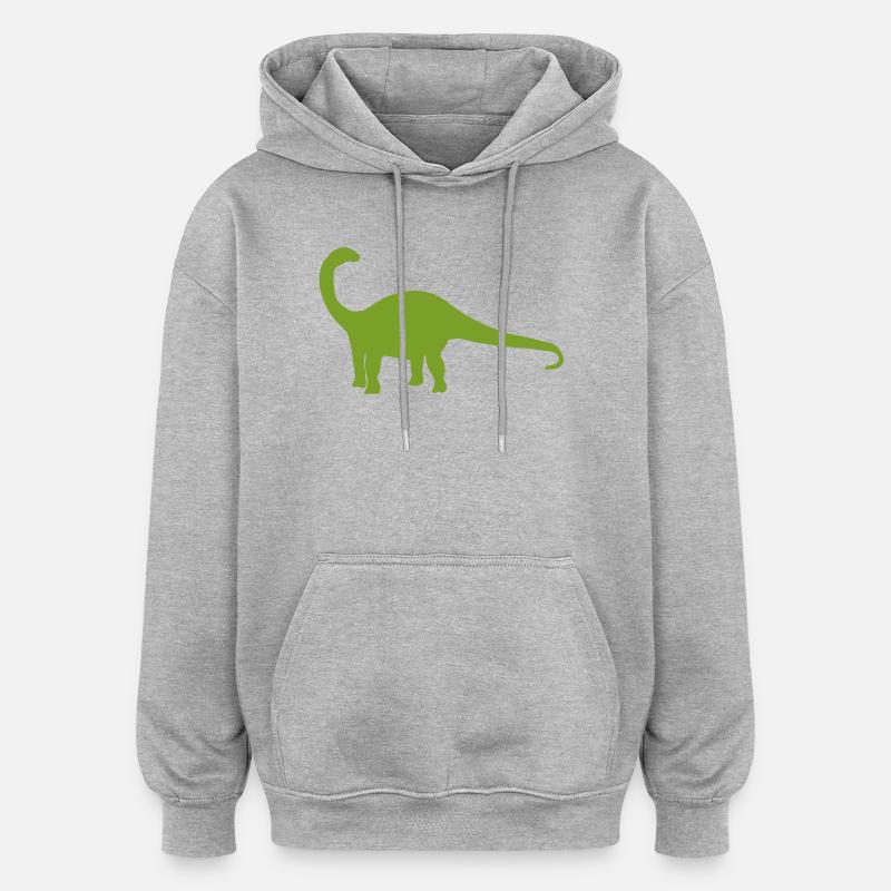 Saurier Silhouette Grün - Oversized Unisex Hoodie - Grau meliert