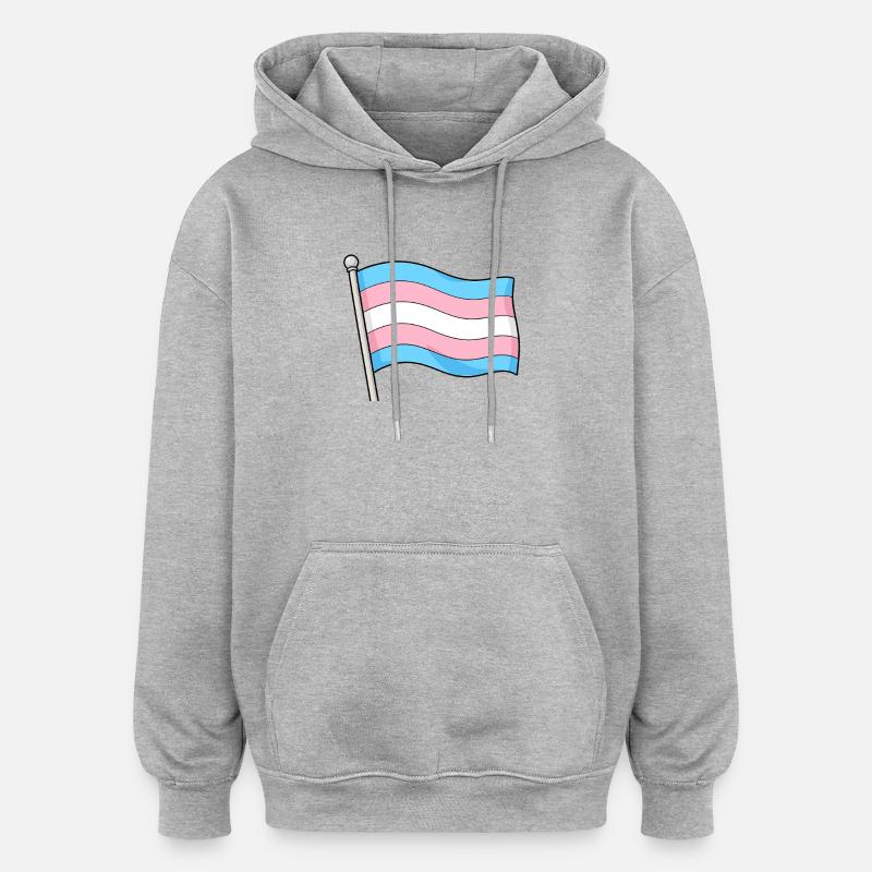 Drapeau Transgenre Pastel Wave - Sweat à capuche oversize unisexe - gris chiné