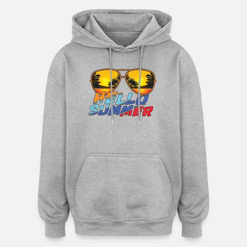 Hello Summer Sunglasses Vibes - Oversized Unisex Hoodie - heather grey