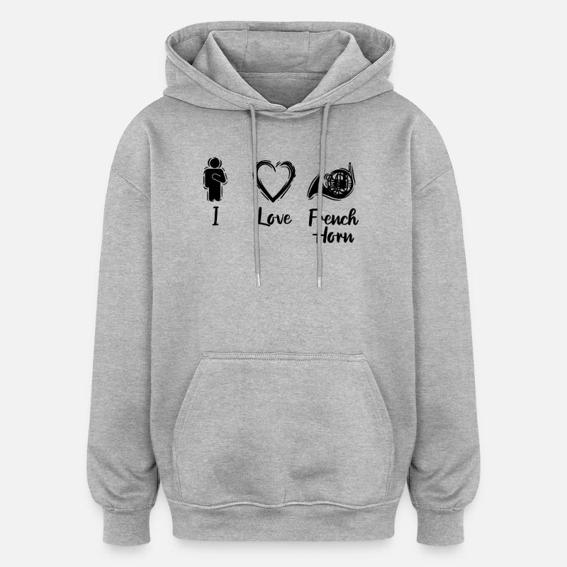 Waldhorn Liebe - Oversized Unisex Hoodie - Grau meliert