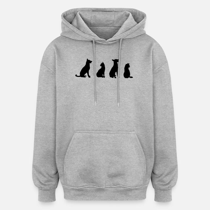 Katzen und Hunde - Oversized Unisex Hoodie - Grau meliert