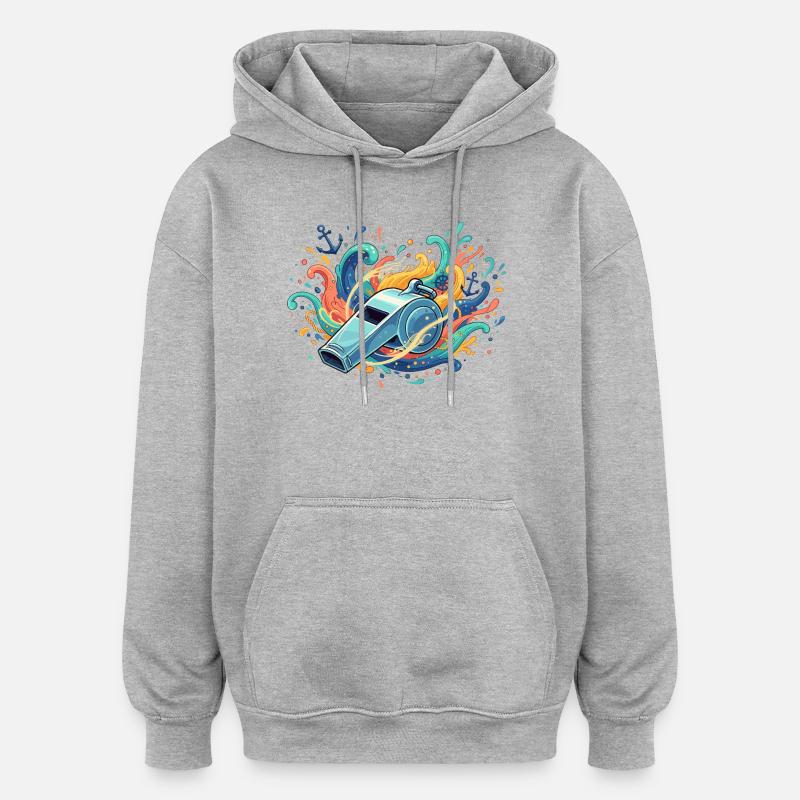 Maritime Pfeife im Farbschwall - Oversized Unisex Hoodie - Grau meliert