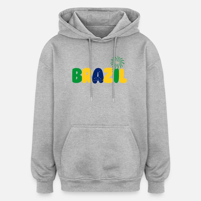 Brazil - Sweat à capuche oversize unisexe - gris chiné