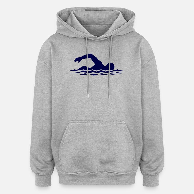 Silhouette de nageurs dans l’eau - Sweat à capuche oversize unisexe - gris chiné