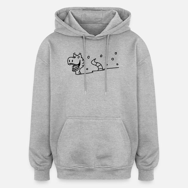 Dinosaurier im Schnee - Oversized Unisex Hoodie - Grau meliert