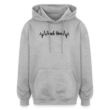 French horn ECG heartline - Oversized Unisex Hoodie - heather grey - Front - Noah (186cm)