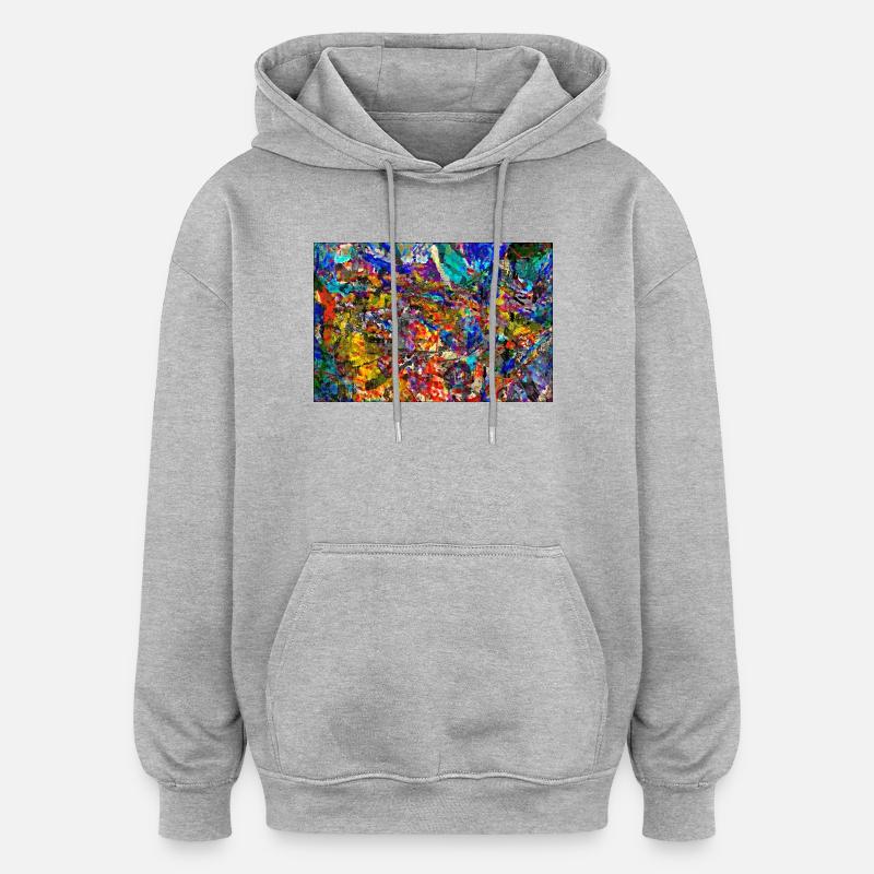 Ysprakaggy - Sweat à capuche oversize unisexe - gris chiné