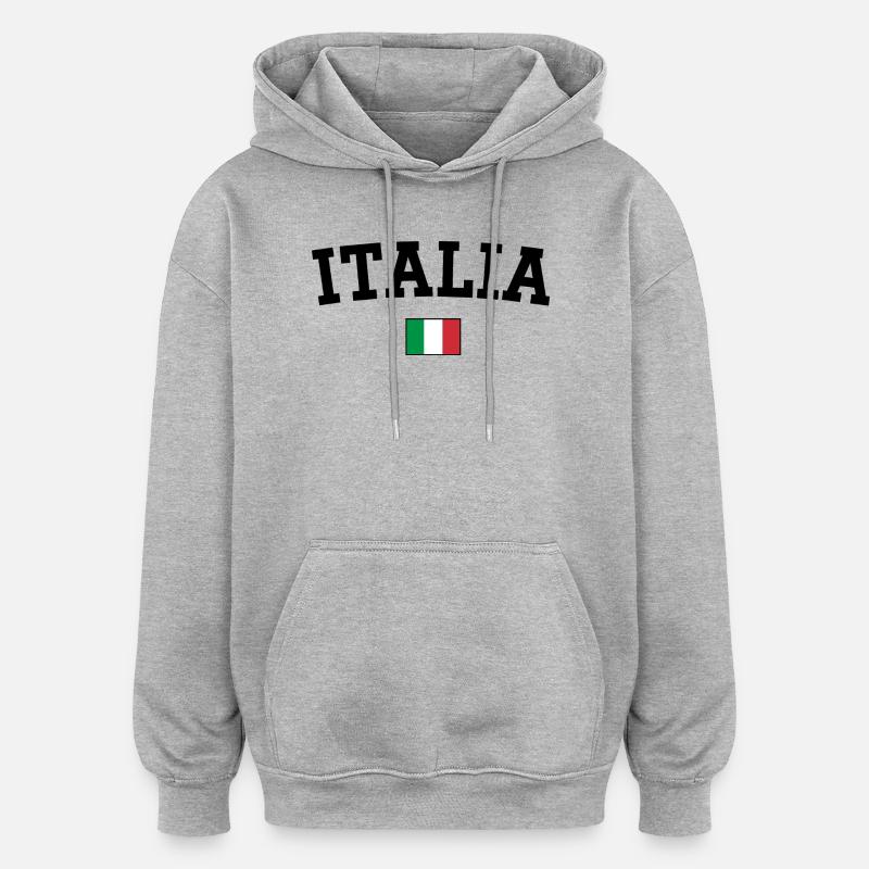 Drapeau italien Noir - Sweat à capuche oversize unisexe - gris chiné