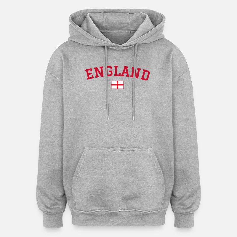 England Flag Design Red - Oversized Unisex Hoodie - heather grey