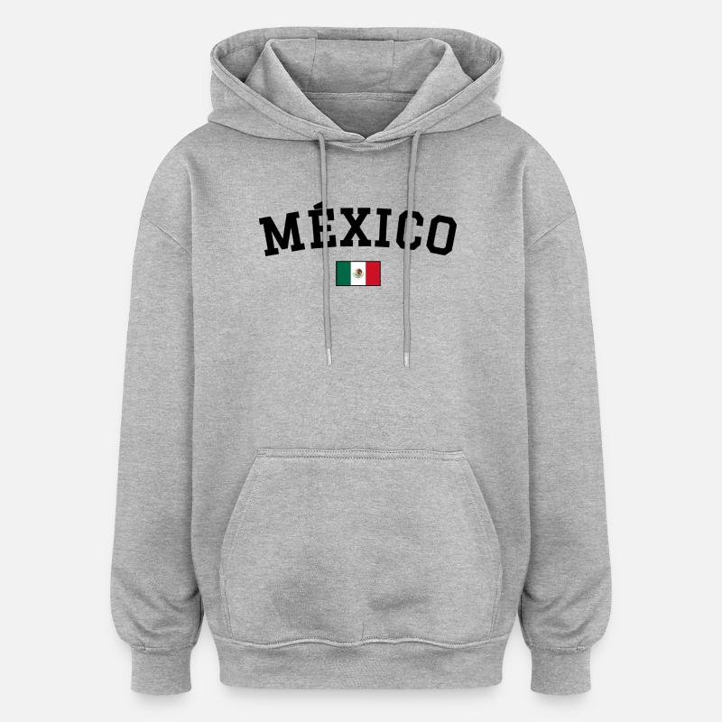 Mexico Flag Design Black - Oversized Unisex Hoodie - heather grey