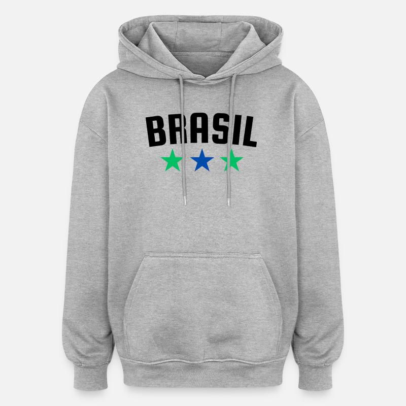 Brazil Three Star Design - Oversized Unisex Hoodie - heather grey