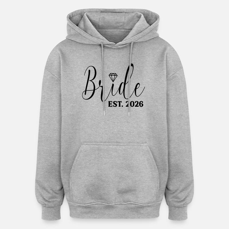 Mariage de mariée 2026 - Sweat à capuche oversize unisexe - gris chiné