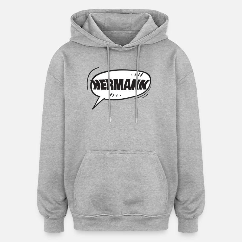 Prénom Hermann - Sweat à capuche oversize unisexe - gris chiné