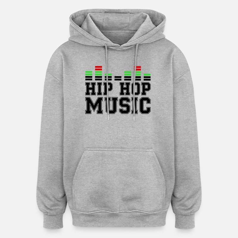 Musique Hip Hop - Sweat à capuche oversize unisexe - gris chiné