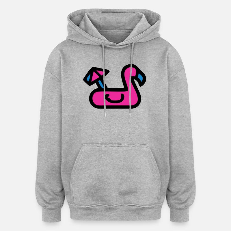 Flamingo Luftmatratze Retro - Oversized Unisex Hoodie - Grau meliert