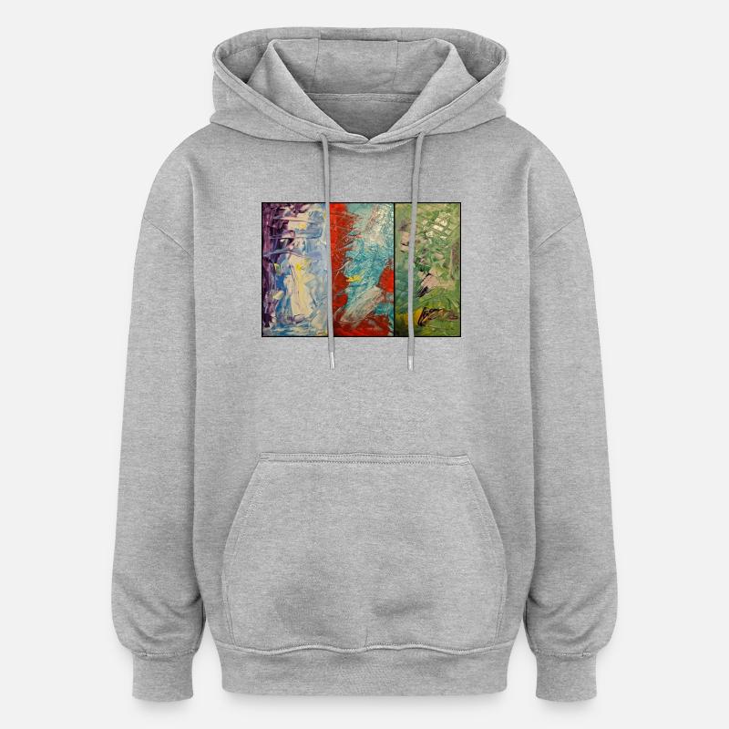 Triptychon Farbfluss - Oversized Unisex Hoodie - Grau meliert