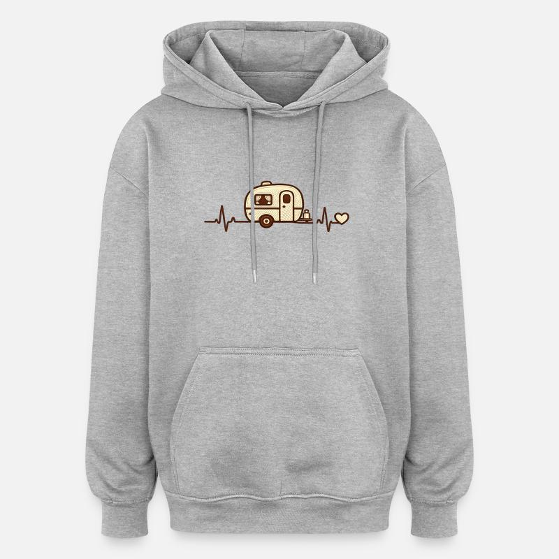 Herz Caravan Retro Sketch - Oversized Unisex Hoodie - Grau meliert