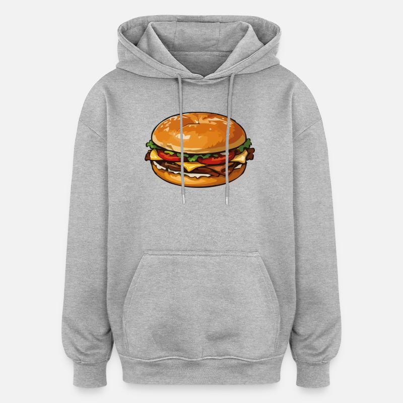 Hamburger PopArt - Oversized Unisex Hoodie - Grau meliert