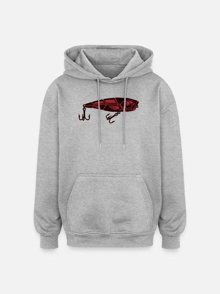 Angelköder Wobbler Raubfisch - Oversized Unisex Hoodie - Grau meliert