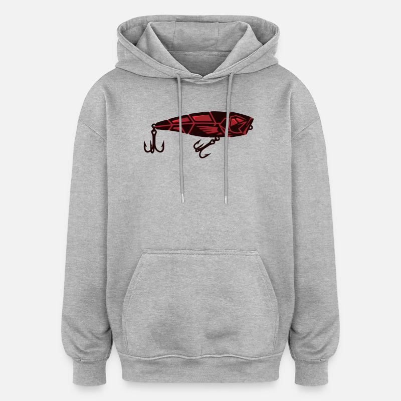 Leurre de pêche Wobbler Poisson prédateur - Sweat à capuche oversize unisexe - gris chiné