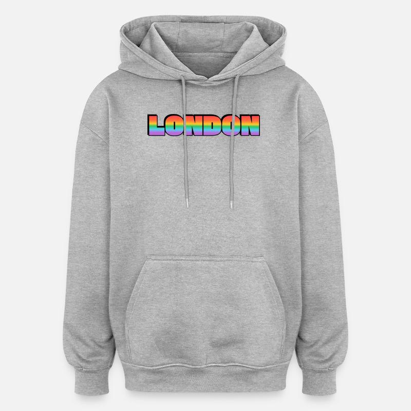 London LGBTQ Rainbow - Sweat à capuche oversize unisexe - gris chiné