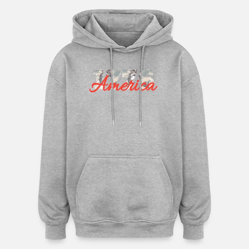 1776 America Script Overlay - Oversized Unisex Hoodie - Grau meliert