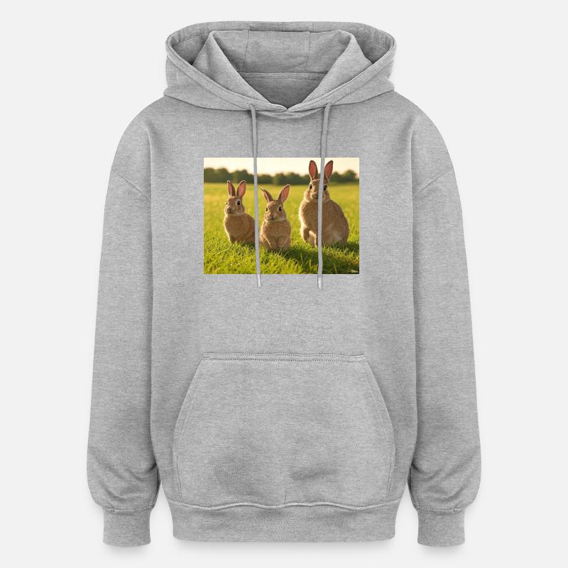 Trio du Printemps - Sweat à capuche oversize unisexe - gris chiné