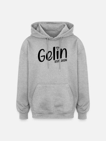 Turkish Wedding 2026 Gelin - Oversized Unisex Hoodie - heather grey