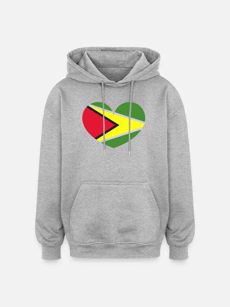 Guyana-Herzflagge - Oversized Unisex Hoodie - Grau meliert