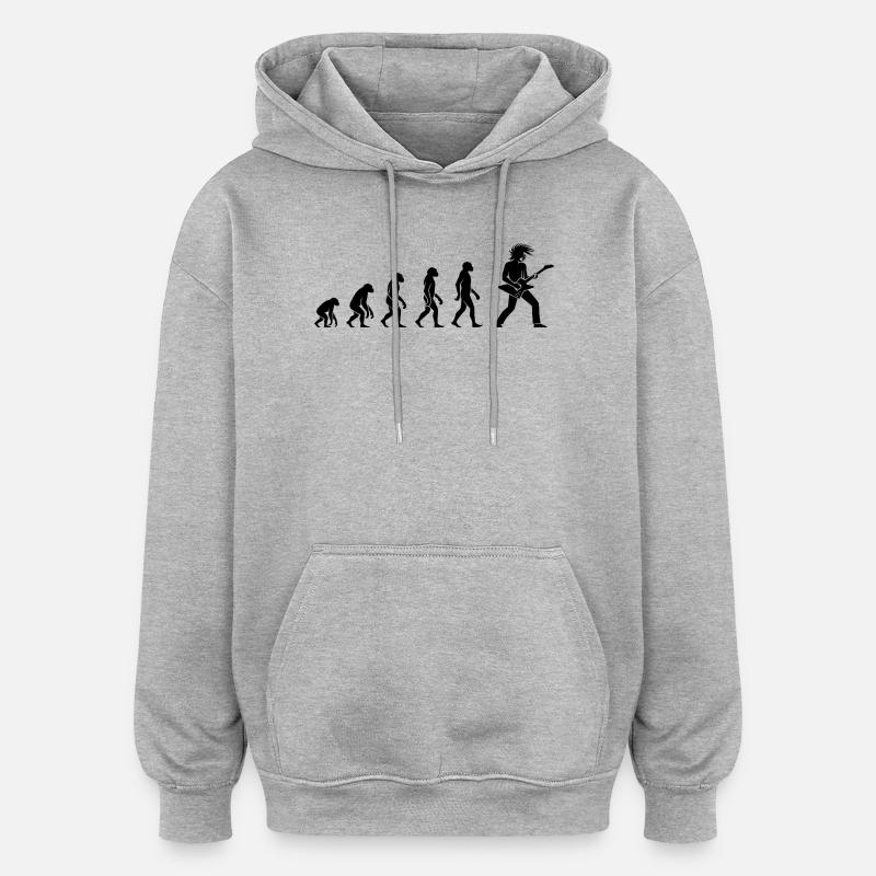 Evolution Rock 'n' Roll Gitarrist Design - Oversized Unisex Hoodie - Grau meliert