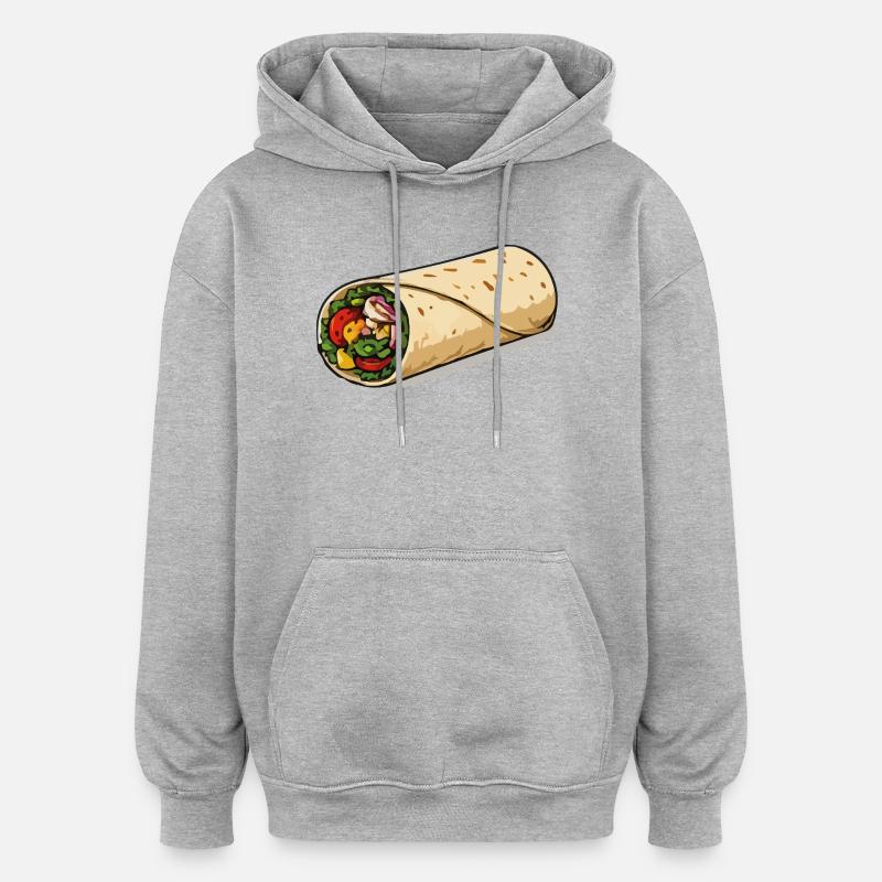 Farbintensiver Burrito-Wrap - Oversized Unisex Hoodie - Grau meliert