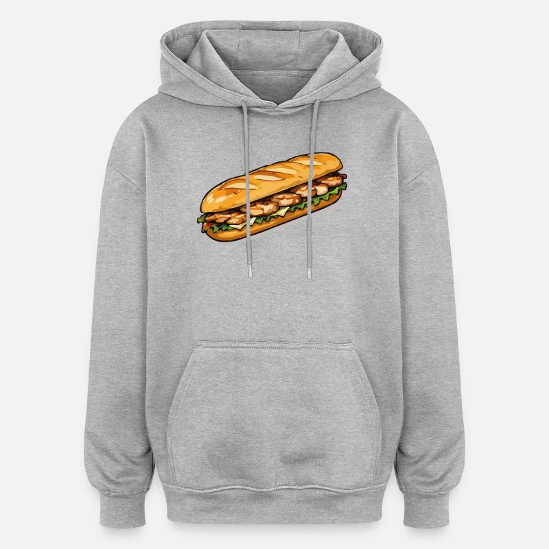 Gegrilltes Hähnchen Sub Kunst - Oversized Unisex Hoodie - Grau meliert