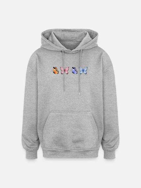 Bunte Schmetterlinge Quartet - Oversized Unisex Hoodie - Grau meliert