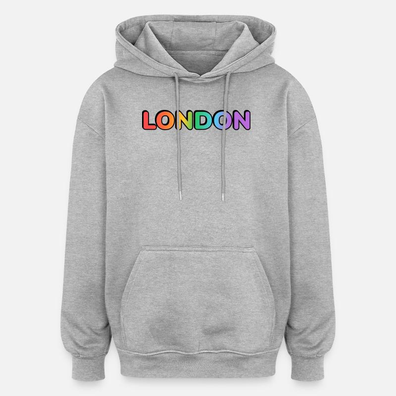London LGBTQ Rainbow - Sweat à capuche oversize unisexe - gris chiné