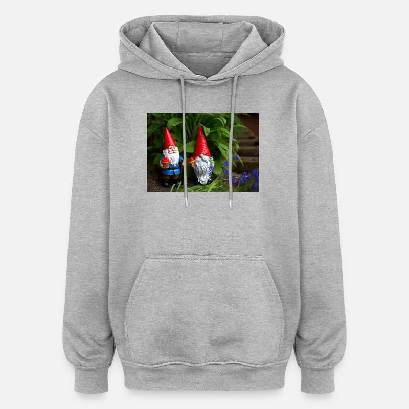 Gartenzwerge im Beet - Oversized Unisex Hoodie - Grau meliert