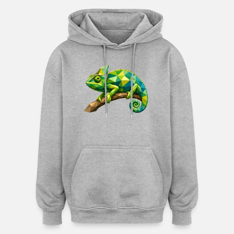 Branche géométrique du caméléon - Sweat à capuche oversize unisexe - gris chiné